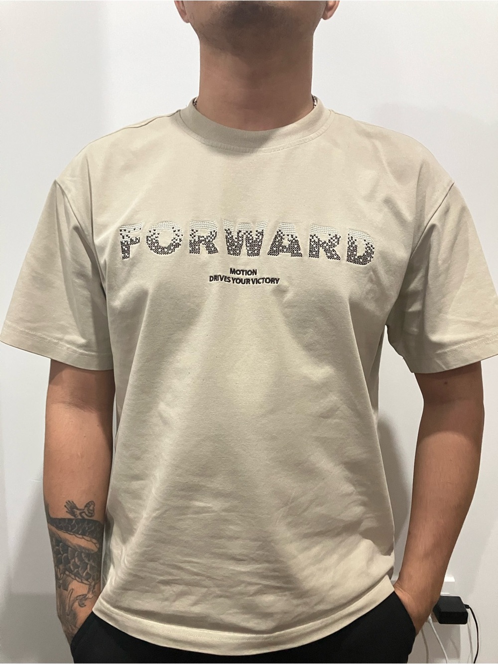 Gildan Beige 'FORWARD' Graphic Short-Sleeve Tee